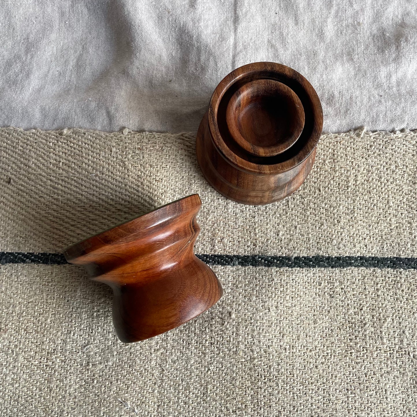 Turned Dark Wood Candle Holders