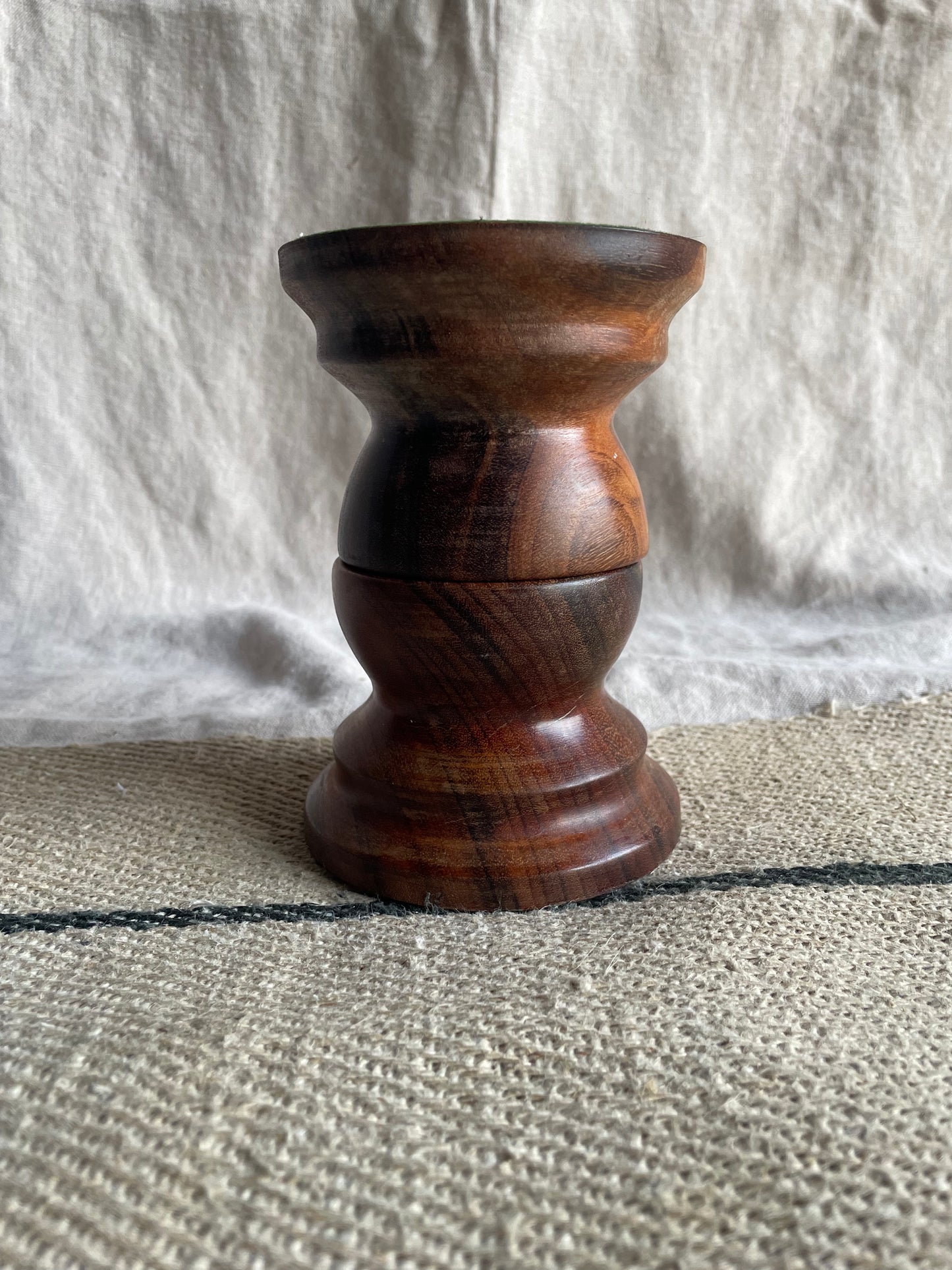 Turned Dark Wood Candle Holders
